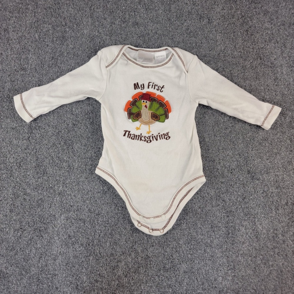 Miniwear Embroideredβ My First Thanksgiving Turkey Bodysuit Long Sleeve 6-9M
